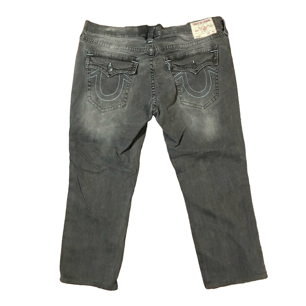 True Religion Rocco Relaxed Skinny Denim Jeans. 40" X 25".  Charcoal Wash.